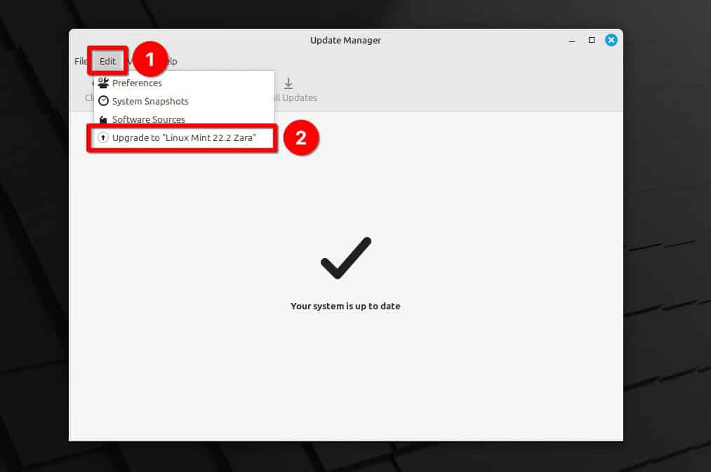 启动 mintupgrade 工具。